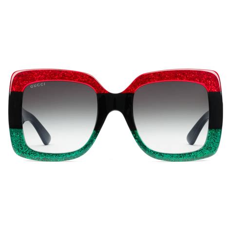 gucci square acetate sunglasses black green red|gucci square sunglasses with web.